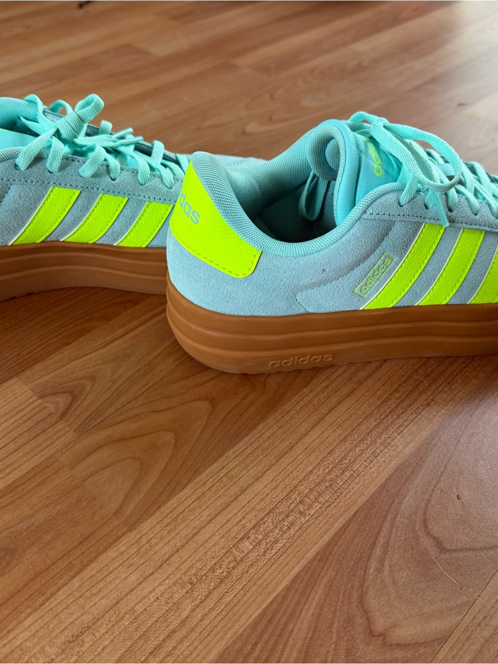 adidas Mint blue/Green & Neon Yellow Platform Sneakers